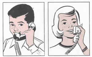 Boy and Girl Talk on Rotary Phone