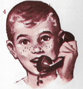 Boy Talks on Rotary Phone