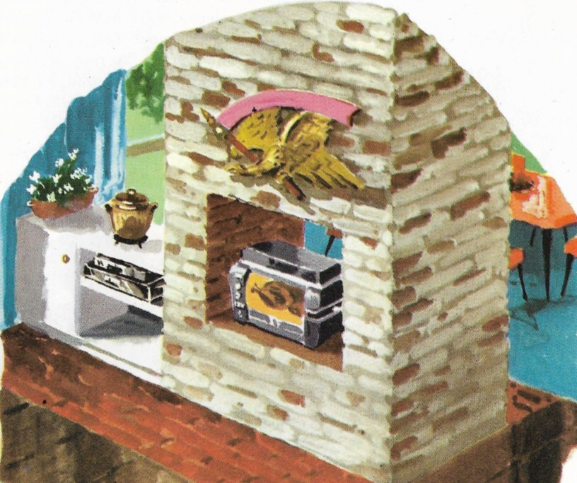 Fireplace with an Electric Broiler Inside Painting