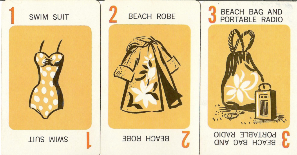 Mystery Date Three Cards that Make up the Beach Outfit
