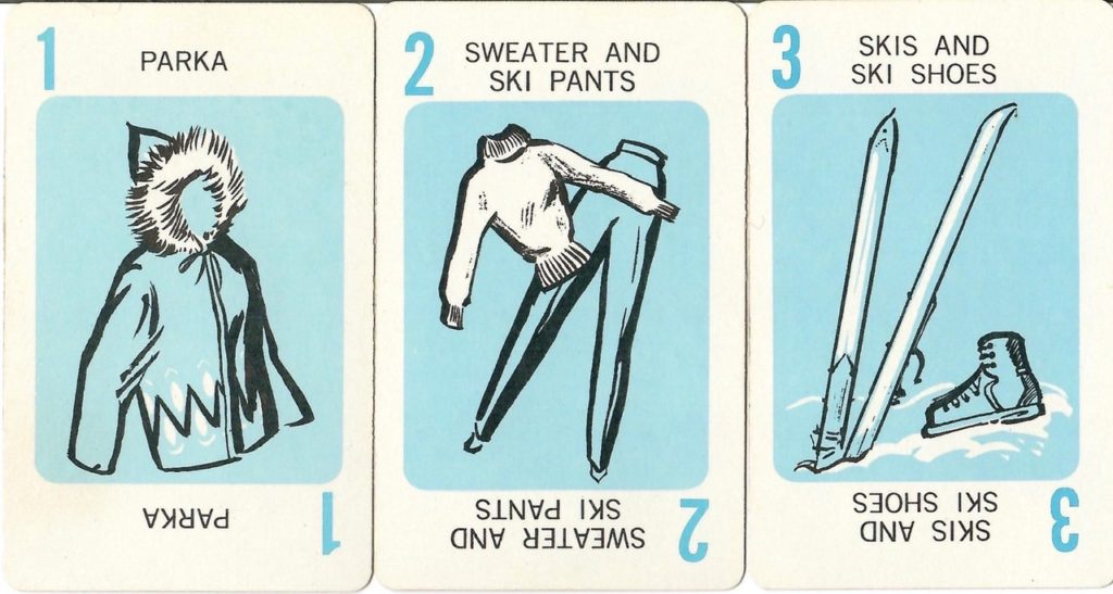 Mystery Date Game Skiing Outfit Cards