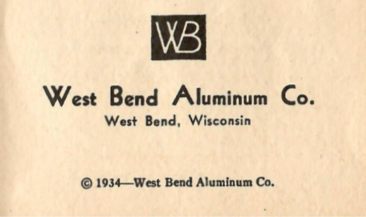 1934 West Bend Aluminum Copyright