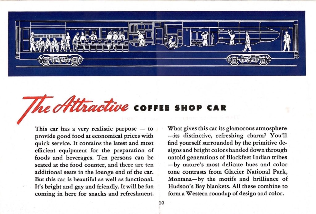 And x-ray like drawing of the inside of the Coffee Shop car, along with details about the car.