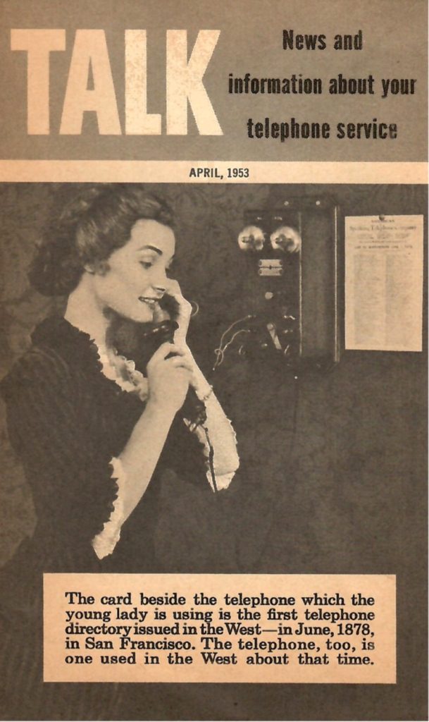 The cover of the April 1953 edition of the telephone news publication Talk.