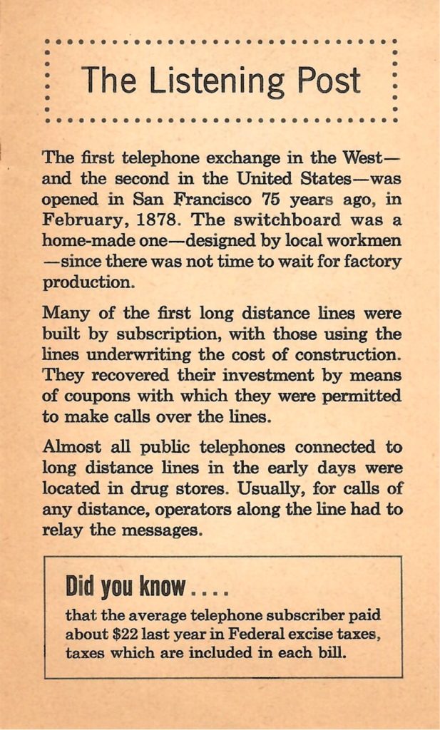 The first phone exchange in the west.