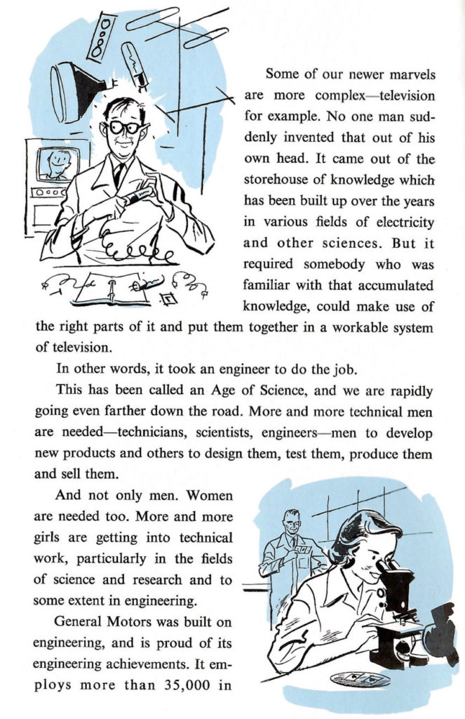 Women are needed for technical work too, even in the 1950s.