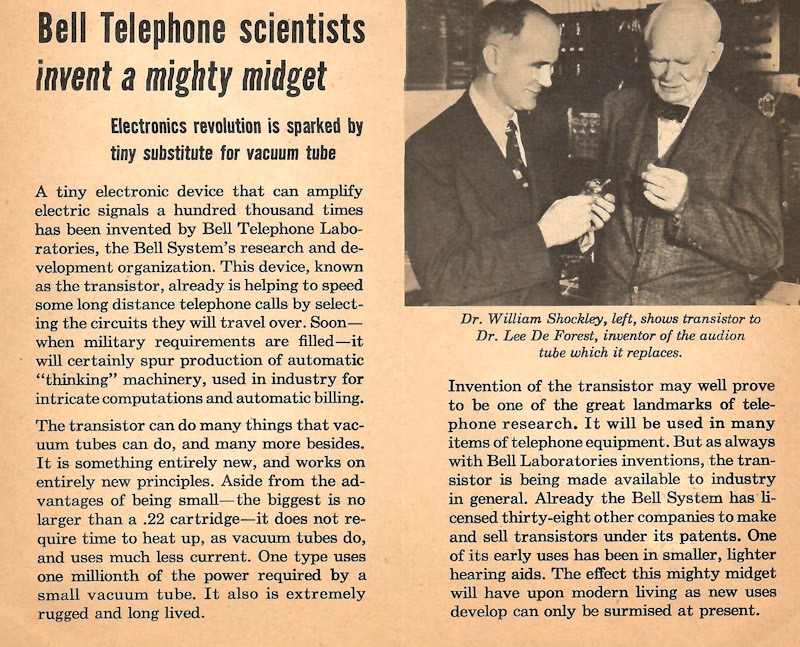 Phone Talk About a New innovation! The invention of the transistor.
