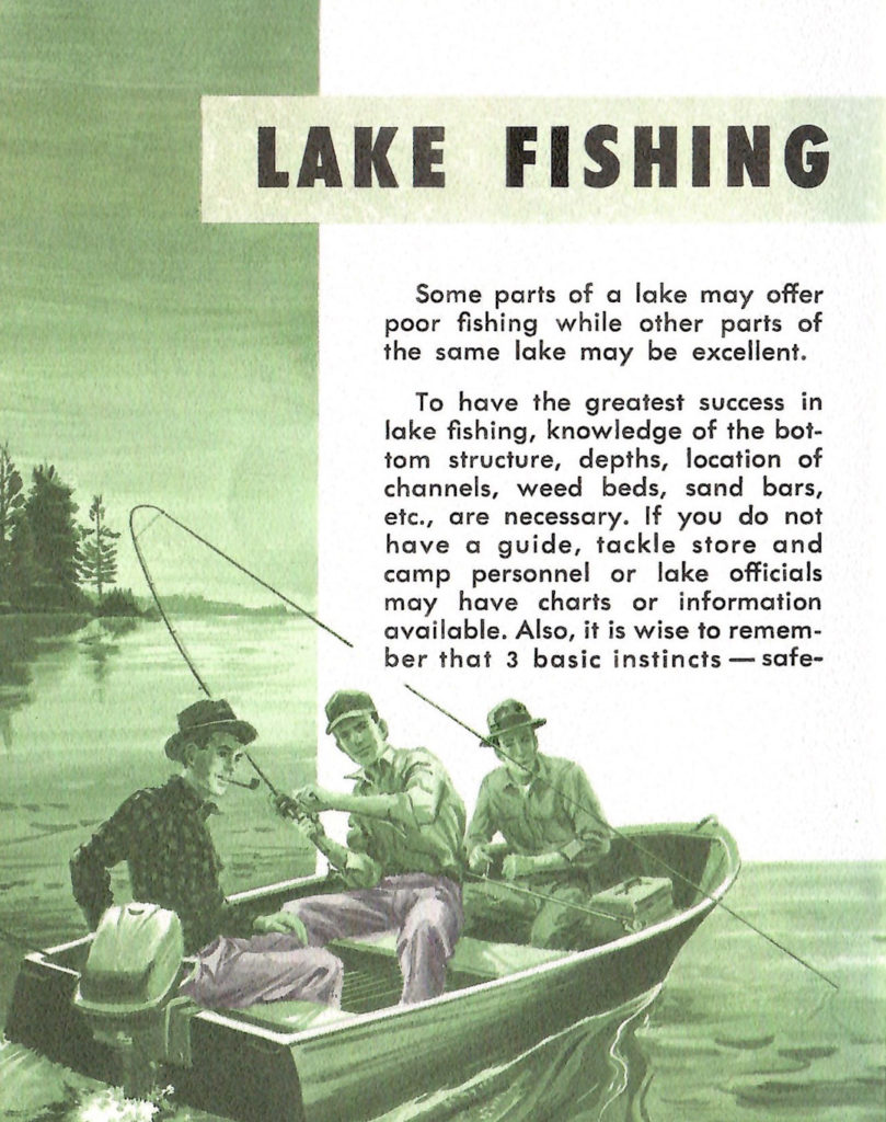 Details on how to fish in a lake.