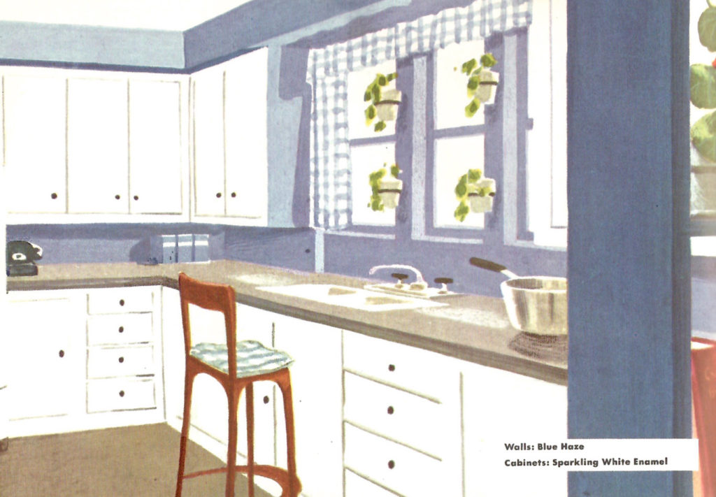 Picture of a kitchen with white cabinets. White is a mid-century Dutch color.
