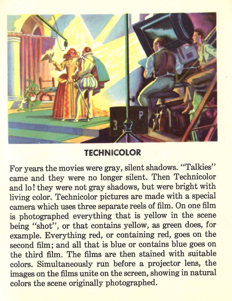A painting and an article about the Technicolor process used in filming motion pictures.