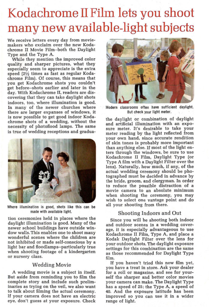 Kodak Movie News. An article on Kodachrome II Film.