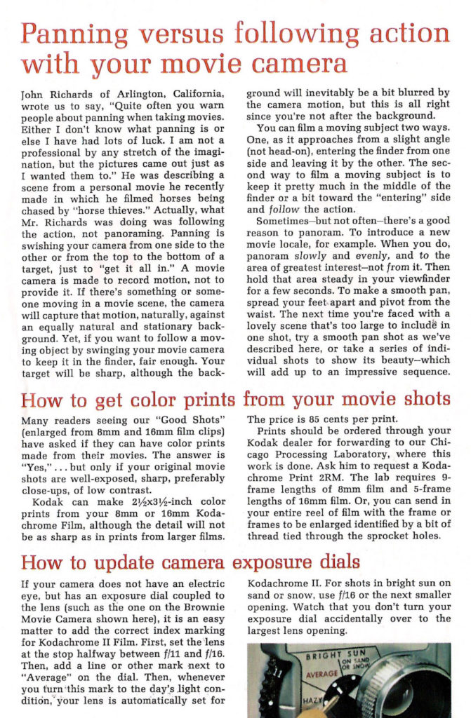 An article in Kodak Movie News describing various filmmaking techniques.