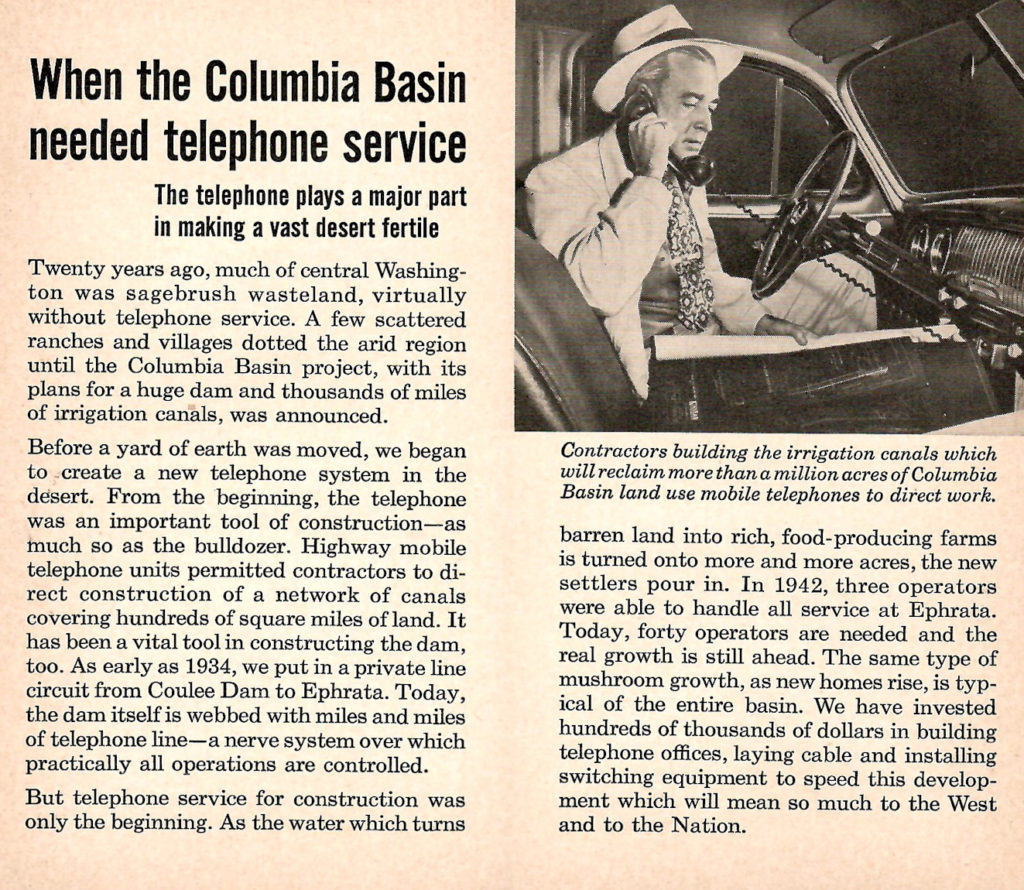 The Telephone is a Key Component of any Construction Project! An article about the telephone’s contribution to the construction of the Grand Coulee Dam.