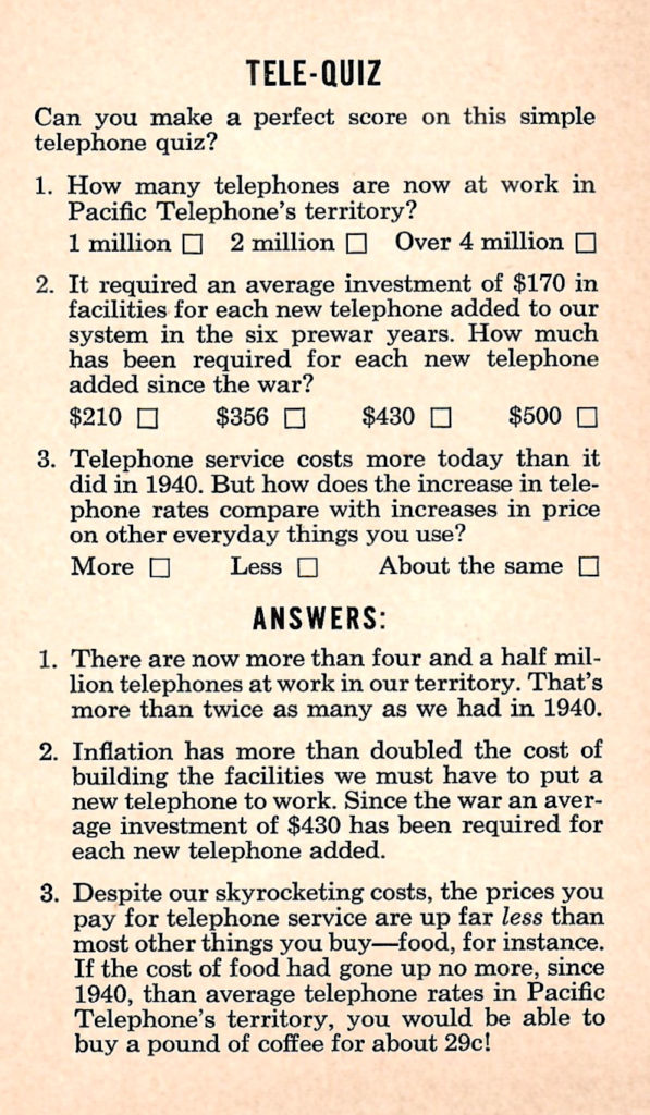 Telephone trivia questions you can use to pass the time while you wait out an air raid in your bunker.