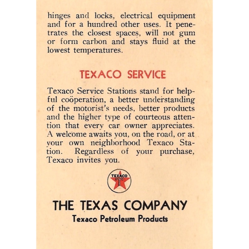 Details about Texaco service stations.