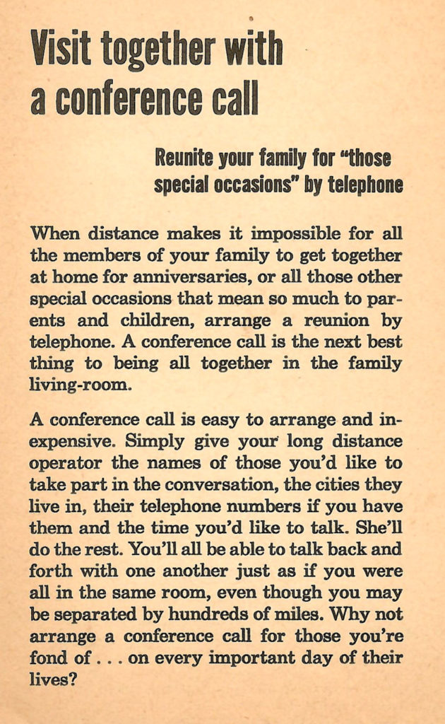 Can’t Get on a Plane? Get Together Via your Phone! An article on conference calls.