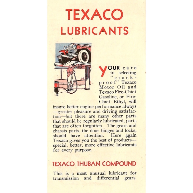 Details about Texaco lubricants.