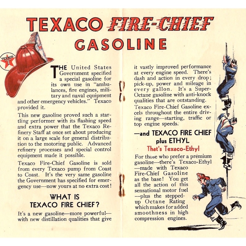 Say Yes to the Best! Details about Texaco‘s Fire-Chief gasoline.