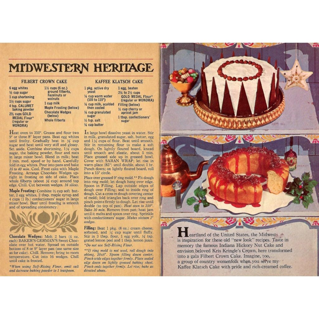 Midwestern Heritage recipes from a Betty Crocker baking booklet.