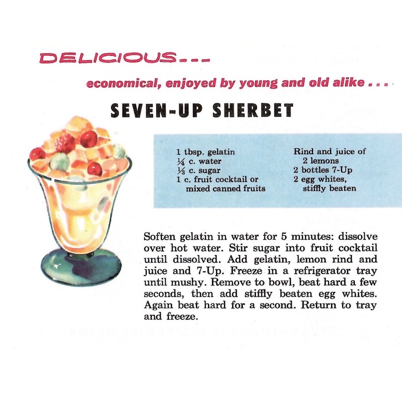 Recipe for sherbet made with 7-Up.