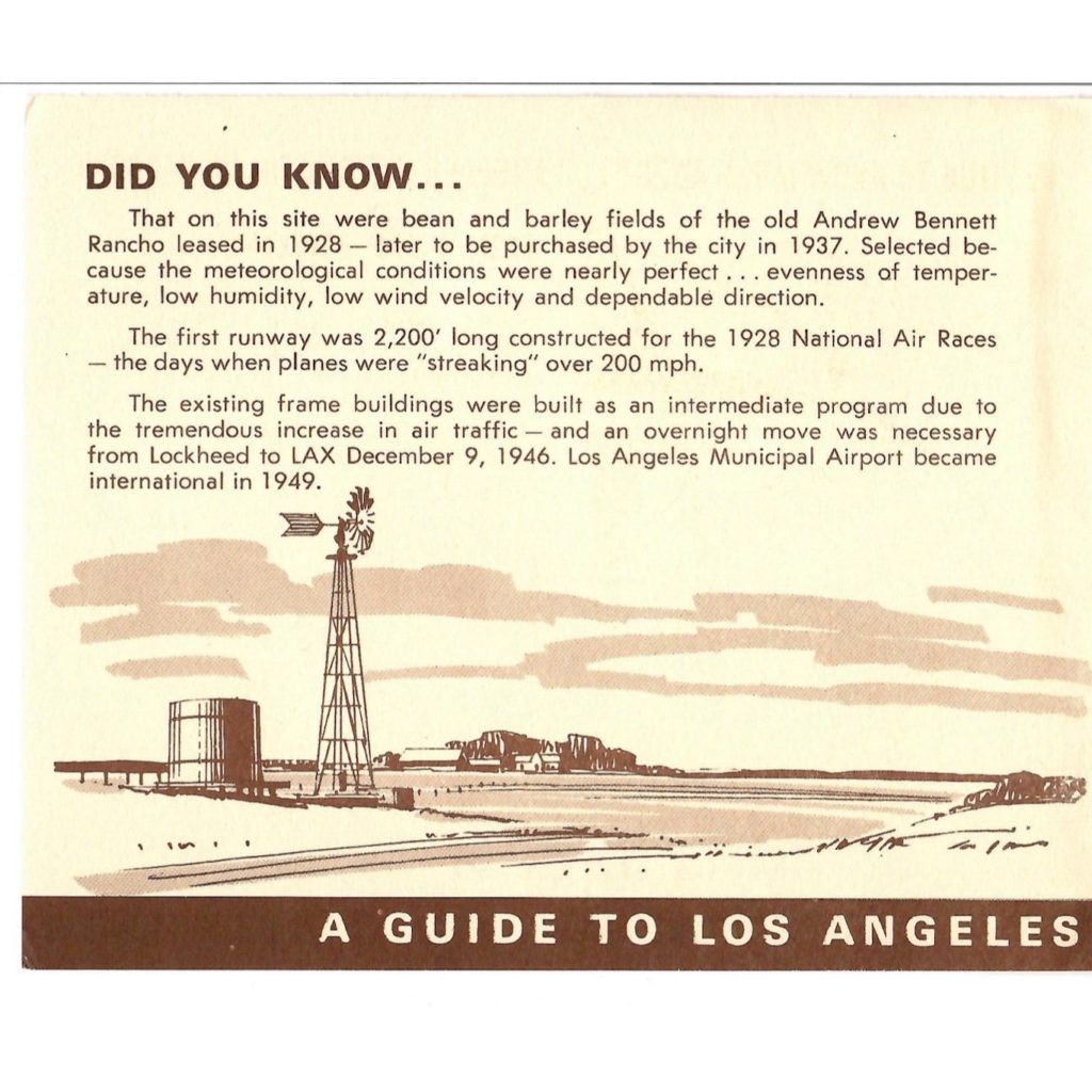 Information about the beginning of the airport in Los Angeles. It started in a field.