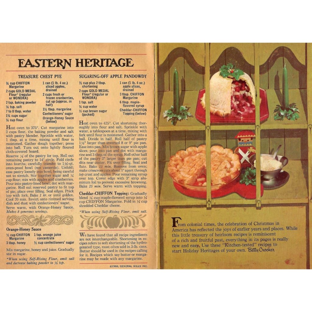 Eastern Heritage recipes from a Betty Crocker baking booklet.