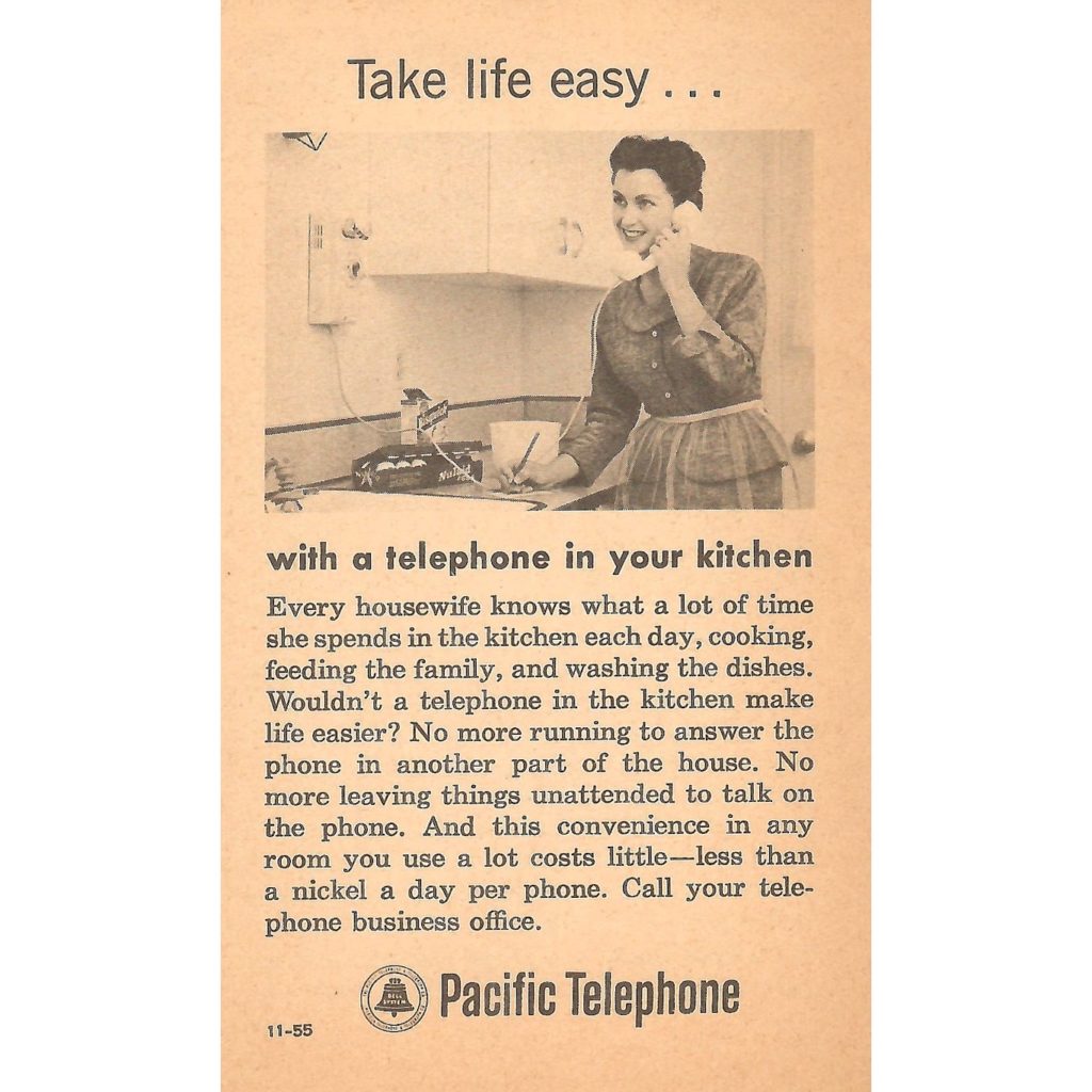 An article on the possibility of having a wall rotary Telephone in the kitchen.