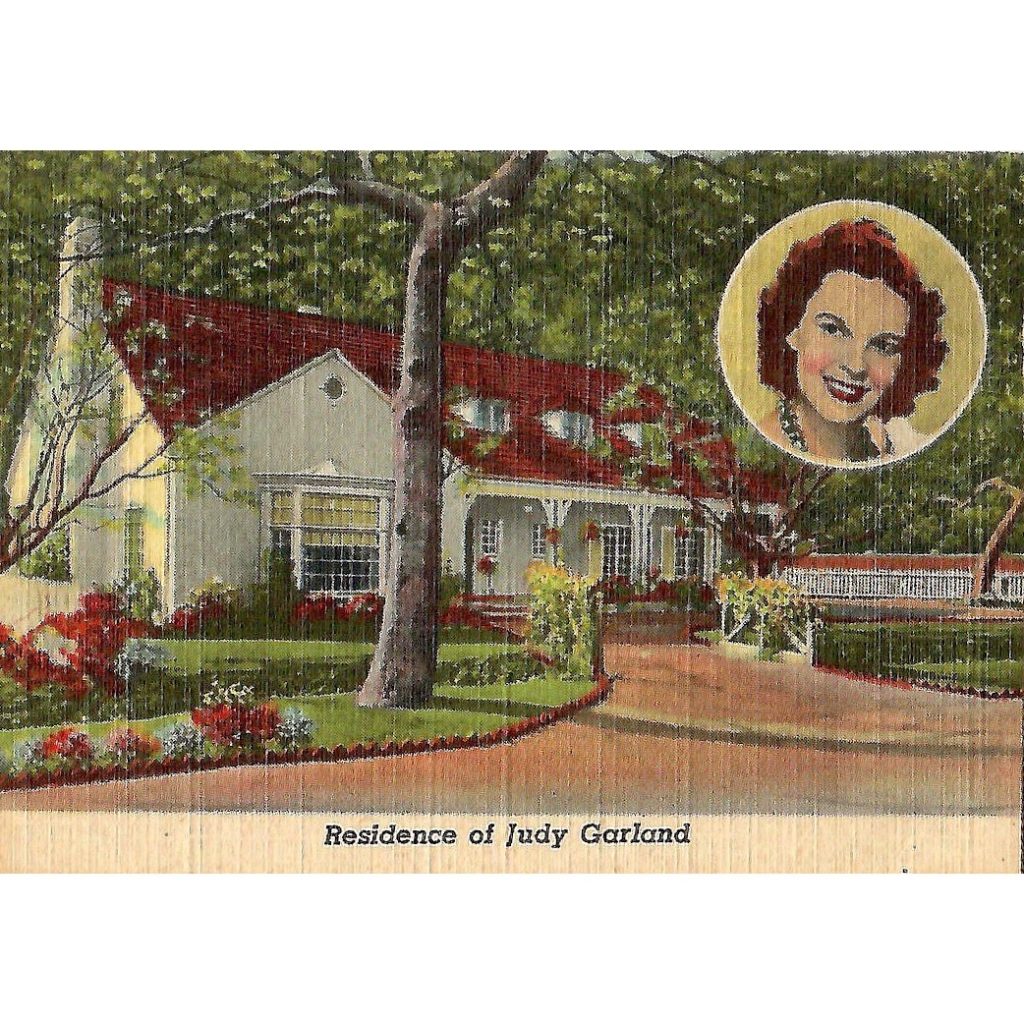 1940s Linen Postcard Showing Judy Garland’s Home.