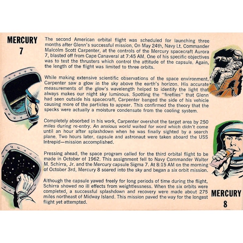 Comic book description of Mercury 7 and 8 missions