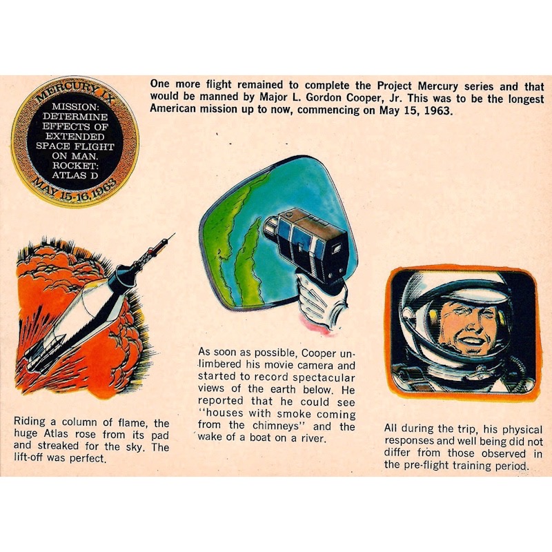 Comic book description of the Mercury 9 mission.