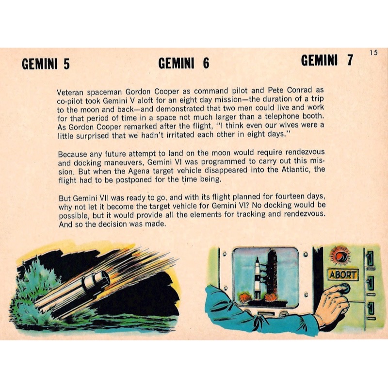 Comic book description of Gemini 5, 6 and 7