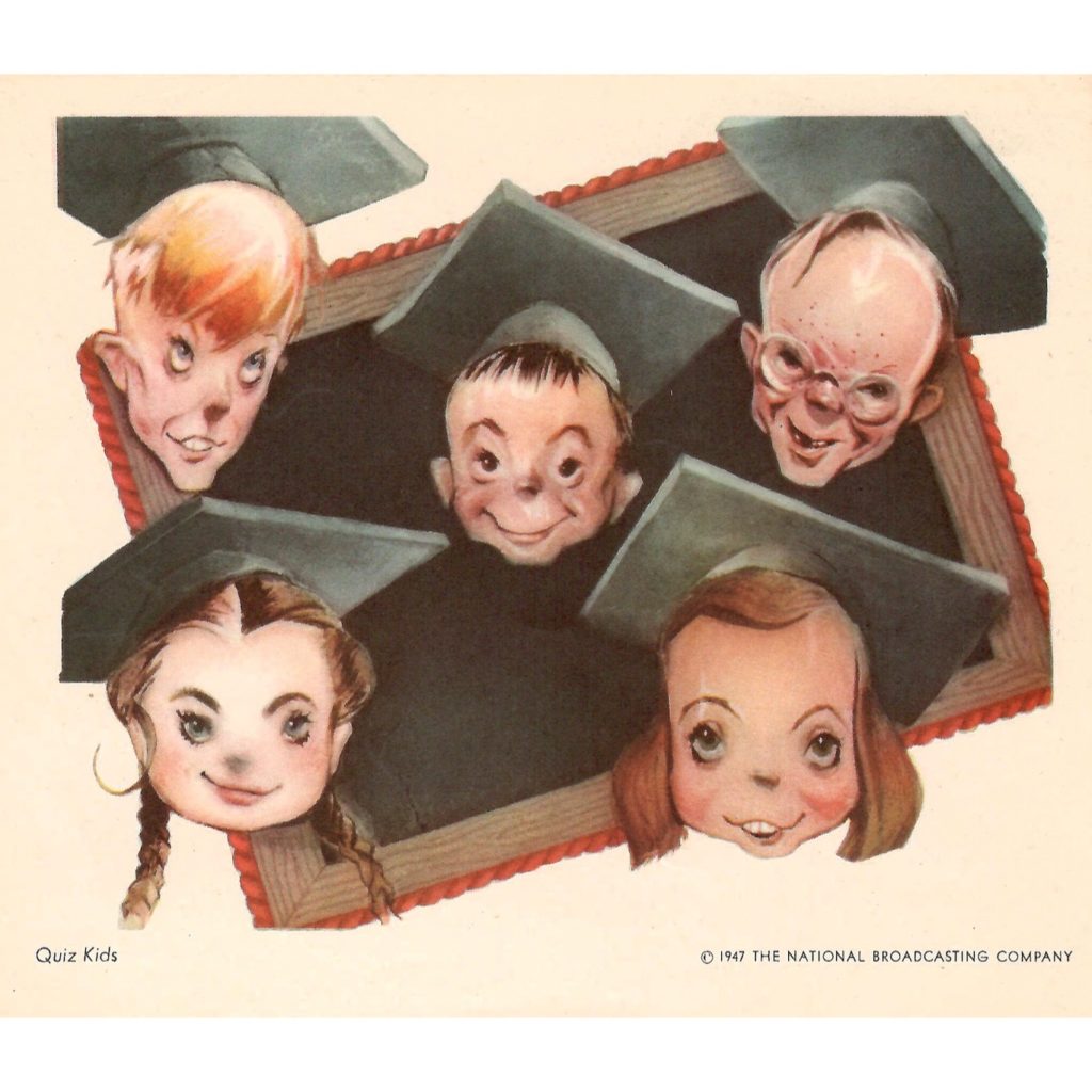 A drawing of The Quiz Kids made by artist Sam Berman for an NBC promotional book in 1947.