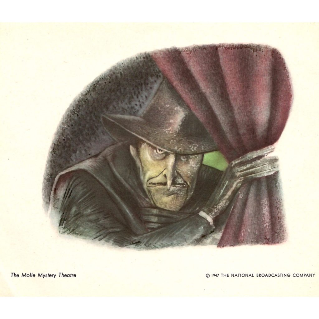 A drawing of The Molle Mystery Theater made by artist Sam Berman for an NBC promotional book in 1947.