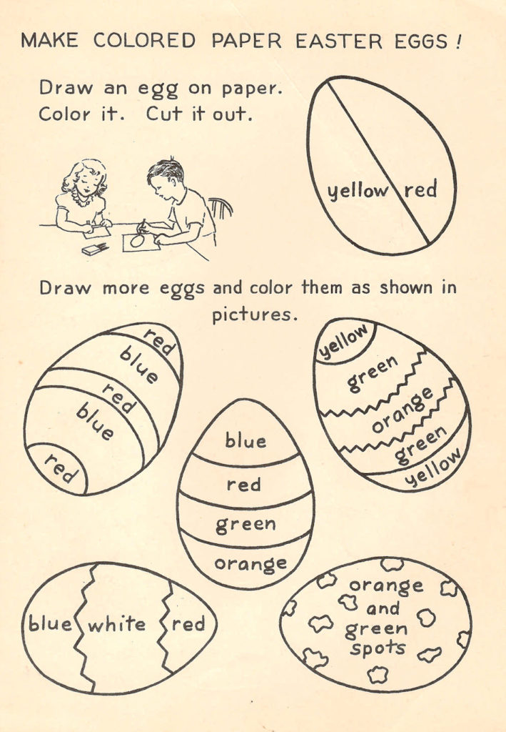 Make Paper Easter Eggs. Craft tips from a 1949 Easter Crafts Booklet for Children.