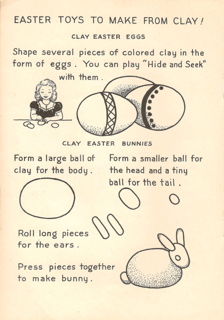 Easter Fun With Clay. Craft tips from a 1949 Easter Crafts Booklet for Children.