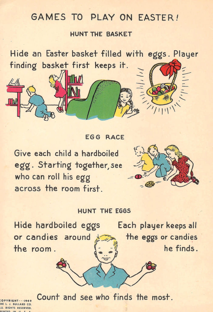 Easter Games to Play. Craft tips from a 1949 Easter Crafts Booklet for Children.