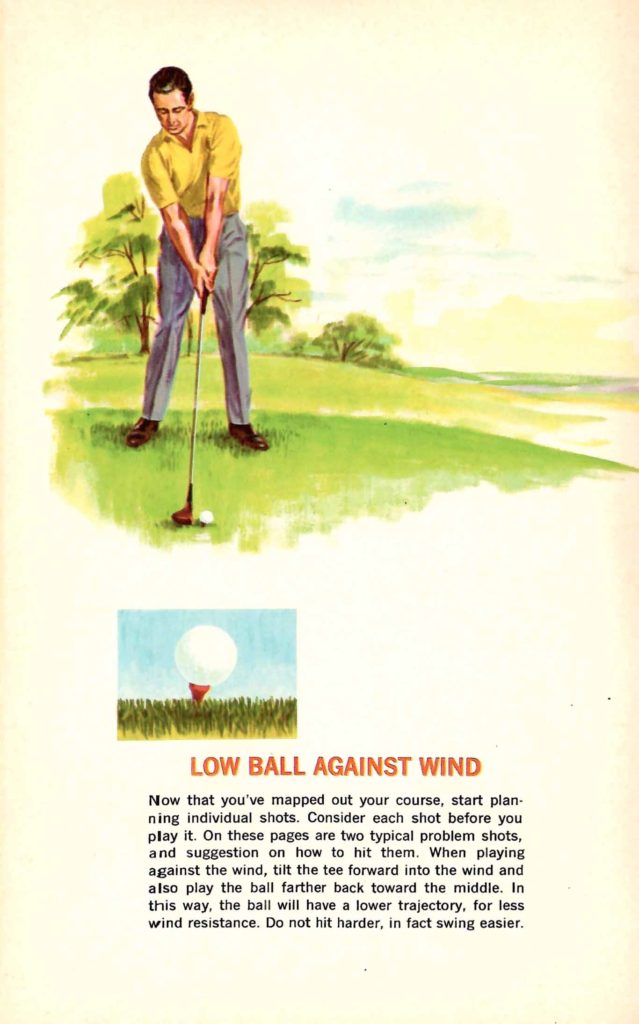 Low Ball Against Wind. Tips found inside the "Seagram's Guide to Strategic Golf" booklet.