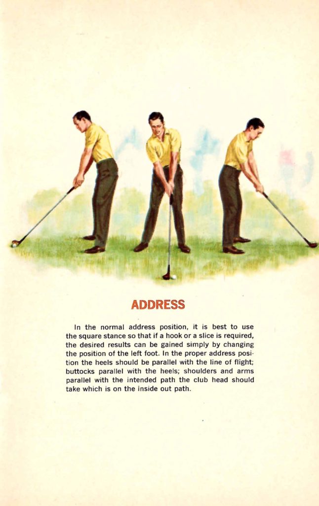 Address the Ball. Tips found inside the "Seagram's Guide to Strategic Golf" booklet.