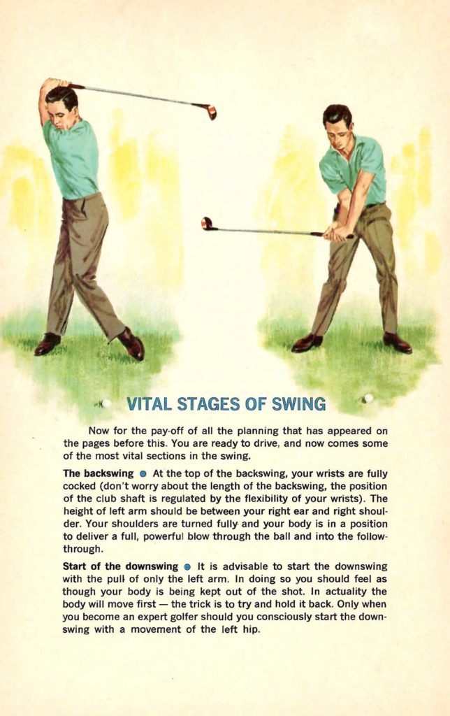 Stages of a Swing. Tips found inside the "Seagram's Guide to Strategic Golf" booklet.