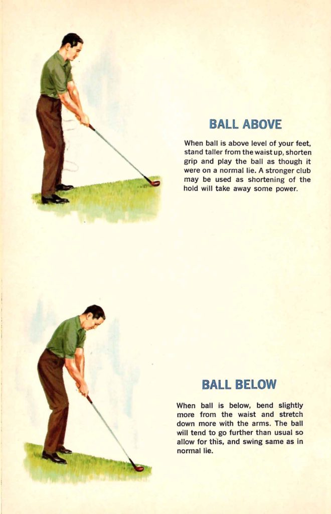 Ball Above Below. Tips found inside the "Seagram's Guide to Strategic Golf" booklet.