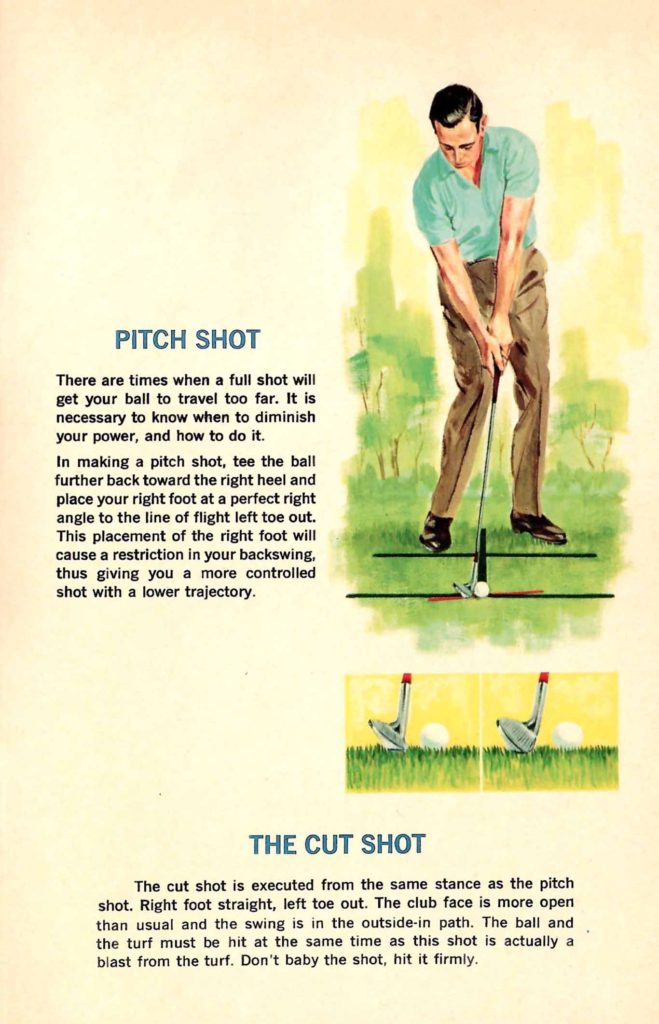 Pitch Cut Shot. Tips found inside the "Seagram's Guide to Strategic Golf" booklet.