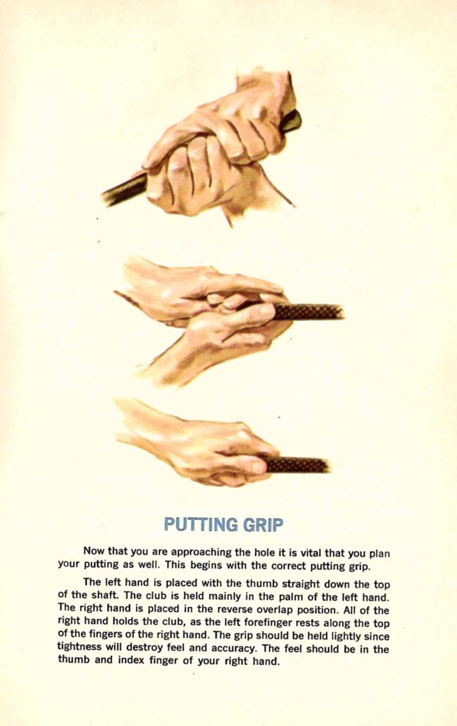 Putting Grip. Tips found inside the "Seagram's Guide to Strategic Golf" booklet.