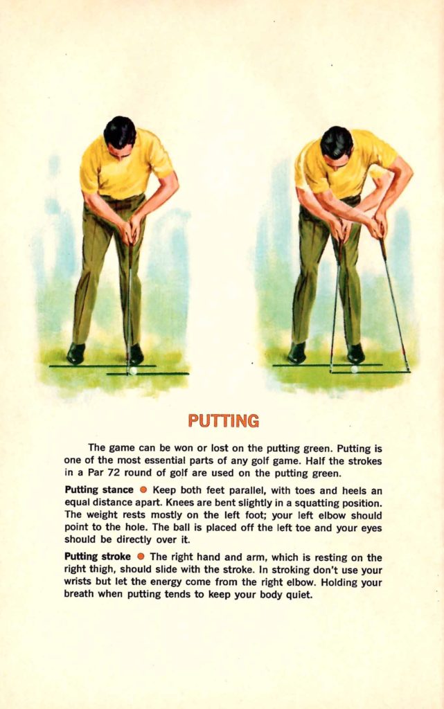 Putting. Tips found inside the "Seagram's Guide to Strategic Golf" booklet.