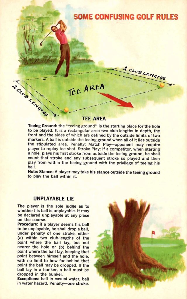 Confusing Rules. Tips found inside the "Seagram's Guide to Strategic Golf" booklet.