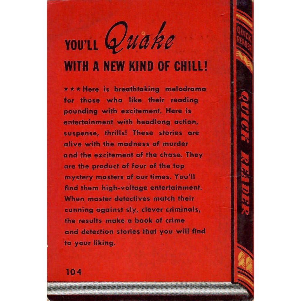 Back cover of a quick reader book called Chillers.