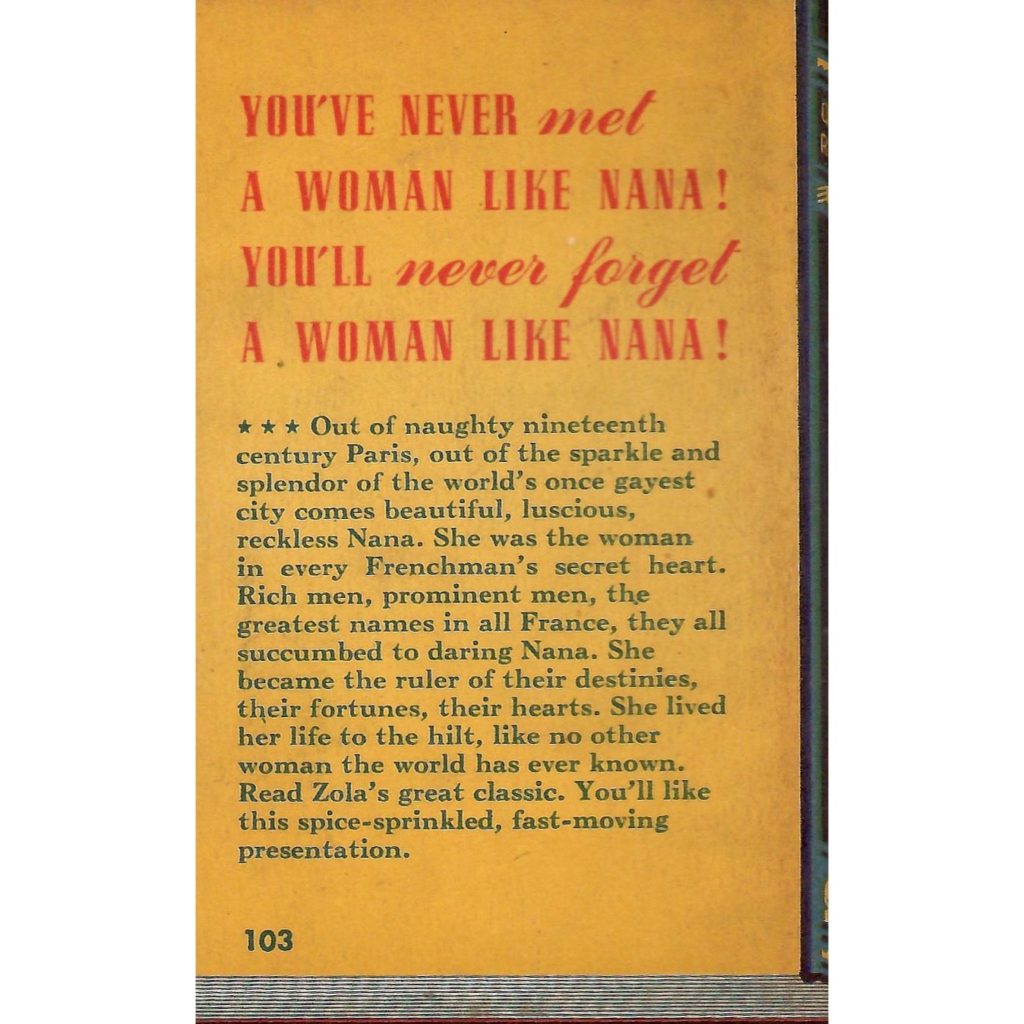 Back cover of a quick reader book called Nana