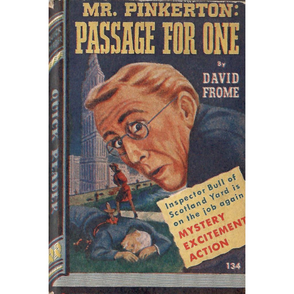 Cover of a quick reader book called Mr. Pinkerton: Passage for One.