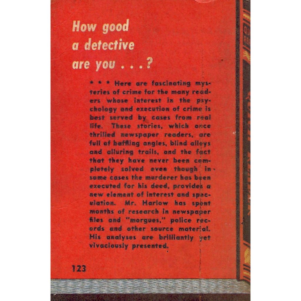 Back cover of a quick reader book called True Murders