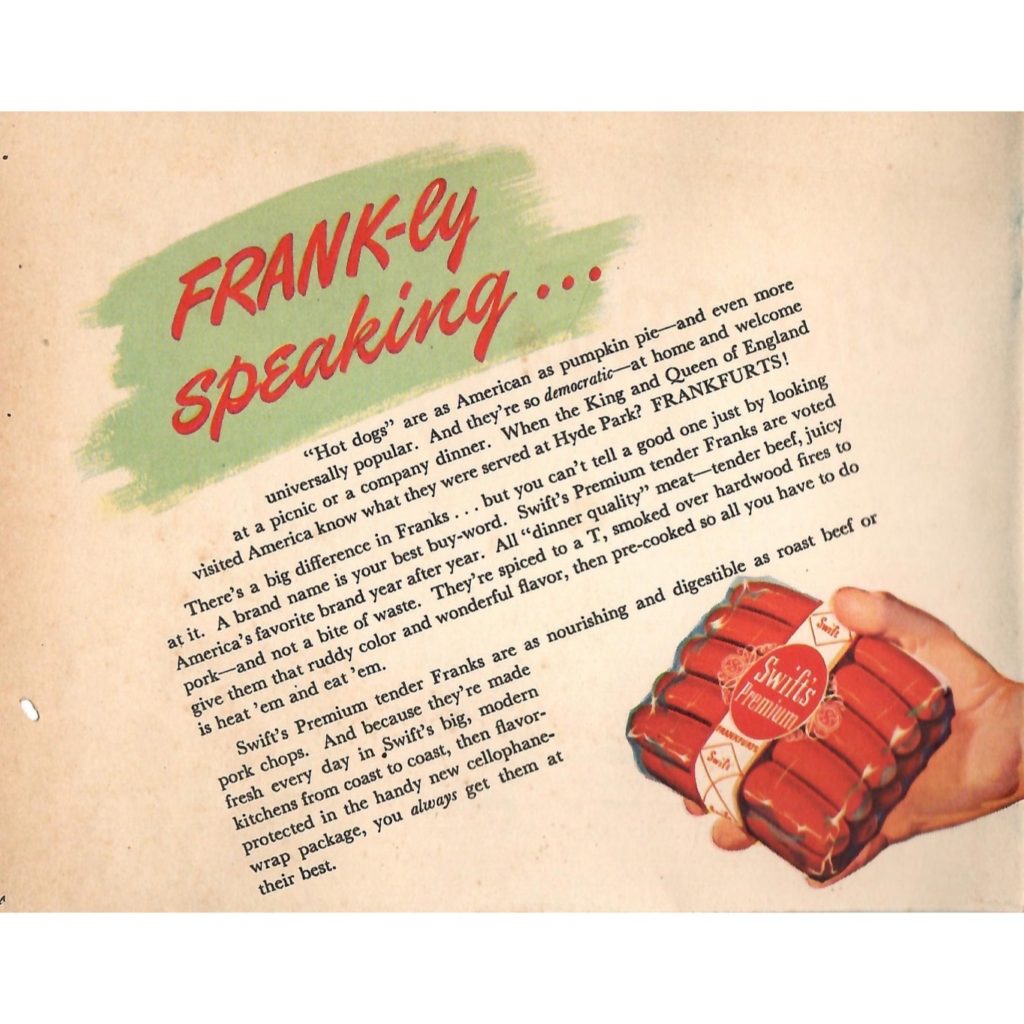 Back cover of Recipes and games the “Franks to the Aid of the Party” brochure.