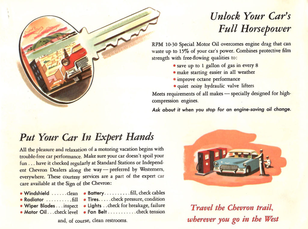 Expert Key. A page from the "Scenic West" travel guide published by Standard Oil.
